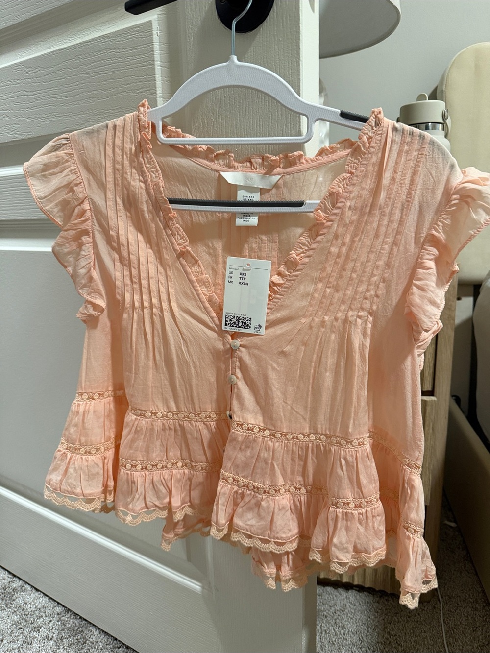 H&M Peach Ruffled Peplum Blouse